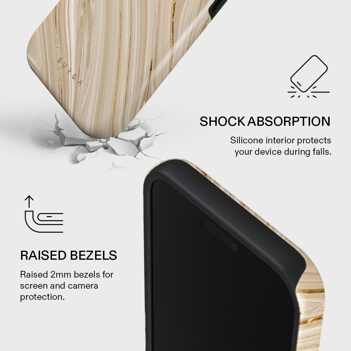 【新品】BURGA マーブルデザイン ハードケース　iPhone17 ベージュ Full Glam - Beige iPhone 17 Pro Max Case | BURGA
