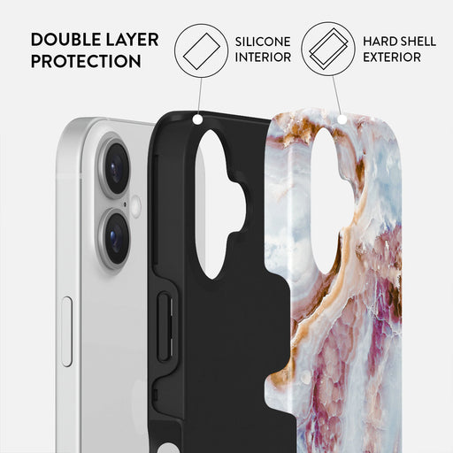 Frozen Leaves - Cute Marble iPhone 16 Plus Case 2