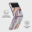 Frozen Leaves - Cute Marble Samsung Galaxy Z Flip 4 Case 3