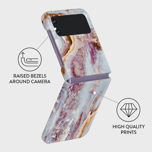 Frozen Leaves - Cute Marble Samsung Galaxy Z Flip 4 Case 3