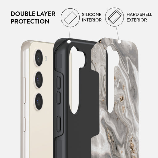 Snowstorm - Grey Marble Samsung Galaxy S23 Plus Case 6
