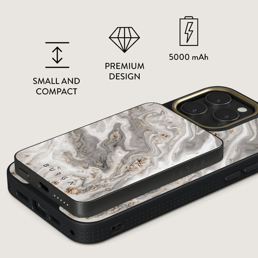 Snowstorm - Grey Marble Magnetic Power Bank