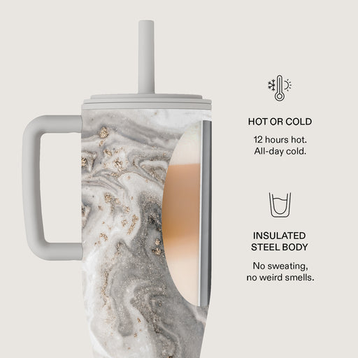 Snowstorm - Grey Marble All Day Leakproof Tumbler 5