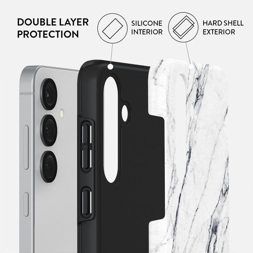 Satin White - Marble Samsung Galaxy S25 Case 2