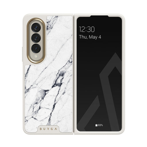Satin White - Marble Samsung Galaxy Z Fold 4 Case