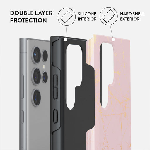 Peachy Gold - Pink Marble Samsung Galaxy S24 Ultra Case 6