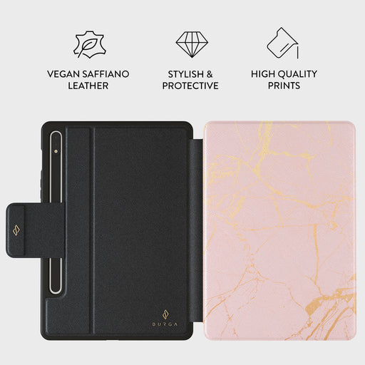 Peachy Gold - Pink Marble Samsung Galaxy Tab S9+ FE Case 2