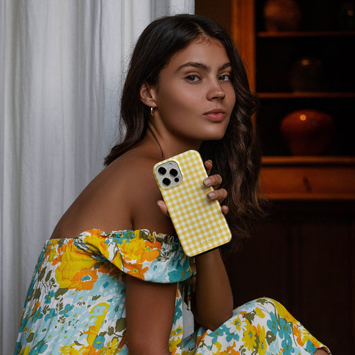 Tuscan Sun - Yellow Plaid iPhone SE (2020) Case 10
