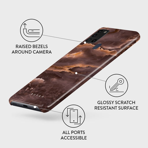 Fire Wood - Brown Marble Samsung Galaxy A21s 4G Case 3