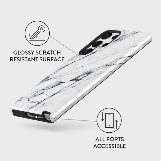 Satin White - Marble Samsung Galaxy S22 Ultra Case 5
