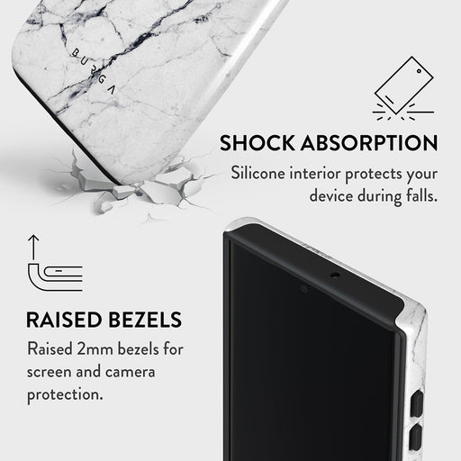 Satin White - Marble Samsung Galaxy S22 Ultra Case 6
