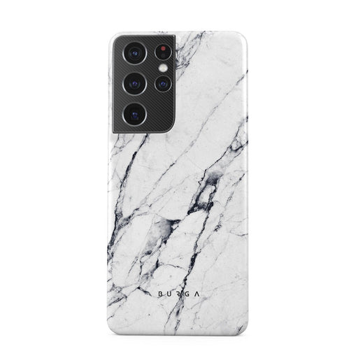 Satin White - Marble Samsung Galaxy S21 Ultra Case 1