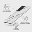 Satin White - Marble Samsung Galaxy S21 Ultra Case 3
