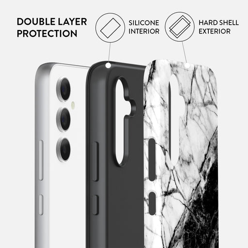 Fatal Contradiction - Black & White Marble Samsung Galaxy A54 Case 2