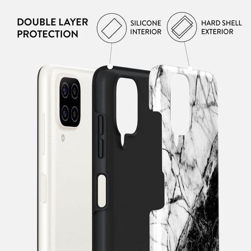 Fatal Contradiction - Black & White Marble Samsung Galaxy A12 4G Case 6